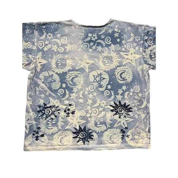 Vtg EZL Sun Moon Stars All Over Print Shirt USA Psychedelic Celestial 90s - Picture 8 of 11